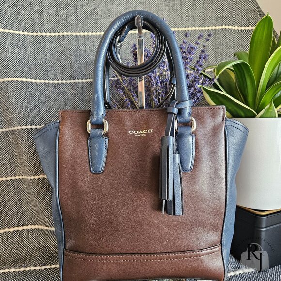 Coach Mini Tanner Legacy Tote – Brown & Blue Leather - Picture 1 of 15